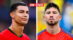 Cristiano Ronaldo y Gonzalo Tapia en la previa del amistoso entre Portugal vs. Chile.