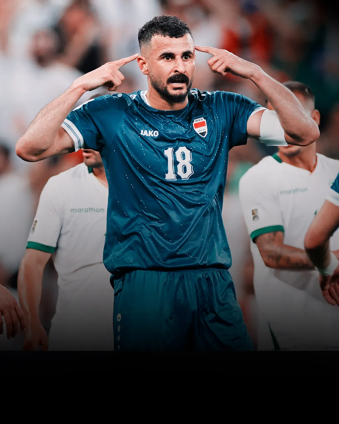 Aymen Hussein durante el partido entre Irak y Bolivia por el repechaje internacional al Mundial 2026. (Foto: Getty Images)