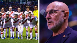 Selección Peruana y el técnico Luis de la Fuente durante el amistoso de Perú vs. España.