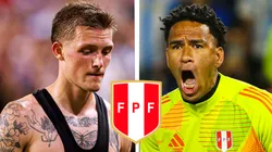 Oliver Sonne y Pedro Gallese, jugadores de la Selección Peruana.