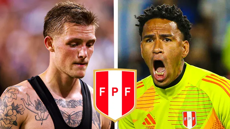 Oliver Sonne y Pedro Gallese, jugadores de la Selección Peruana.