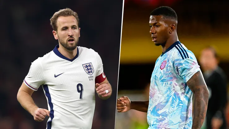 Harry Kane y Jeyland Mitchell, figuras de Inglaterra y Costa Rica.
