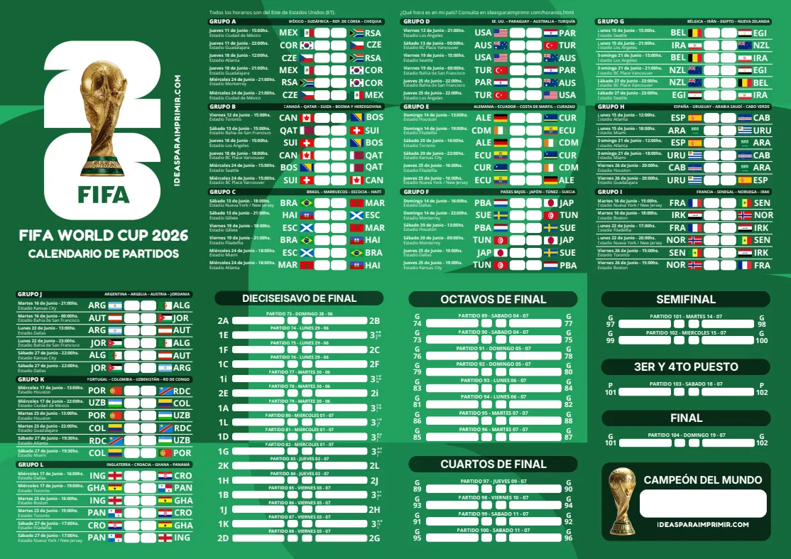 Calendario del Mundial 2026 (Foto: Captura de pantalla).