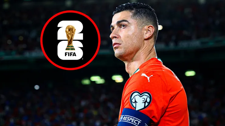 Cristiano Ronaldo y el logo oficial del Mundial 2026.