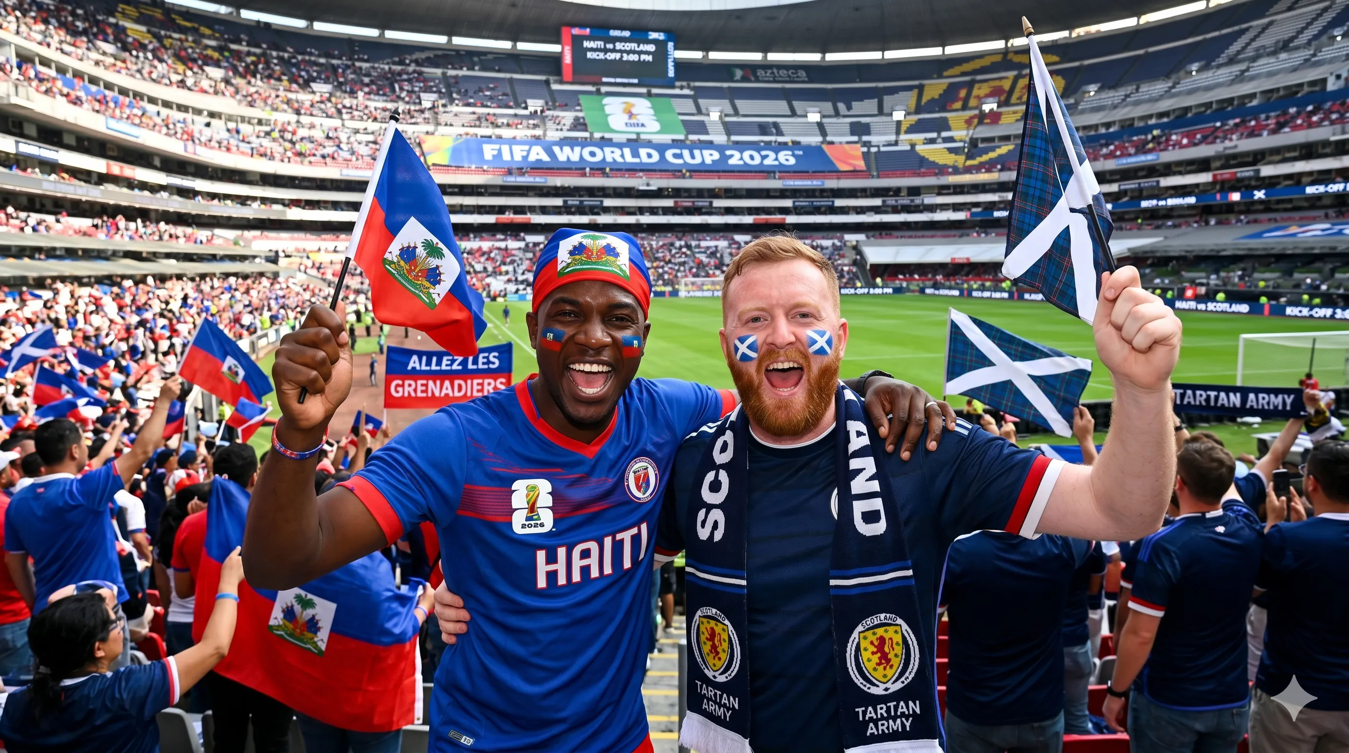 Hinchas de Haití y Escocia (Foto: Gemini).