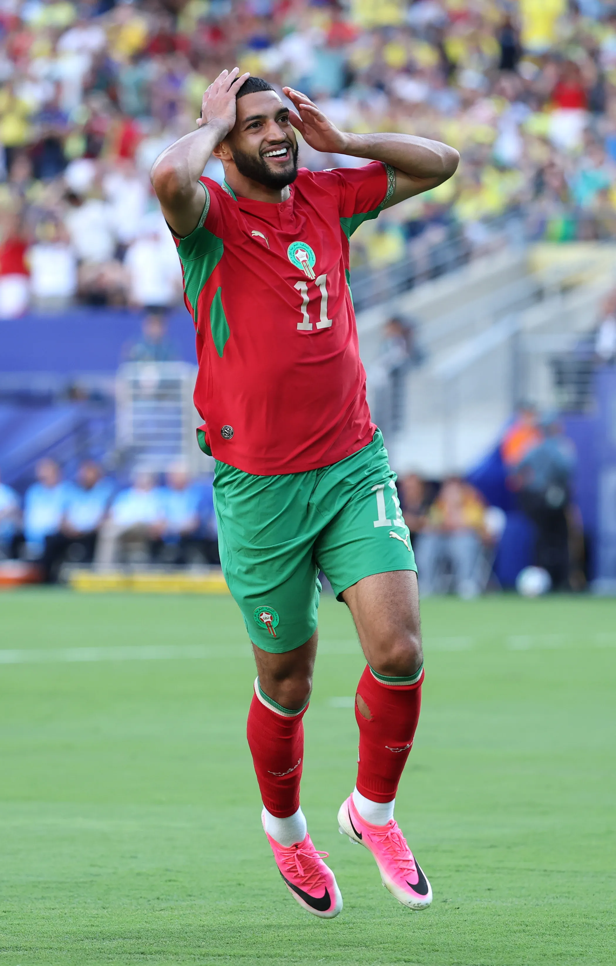 Ismael Saibari celebrando su gol contra Brasil (Foto: Getty).