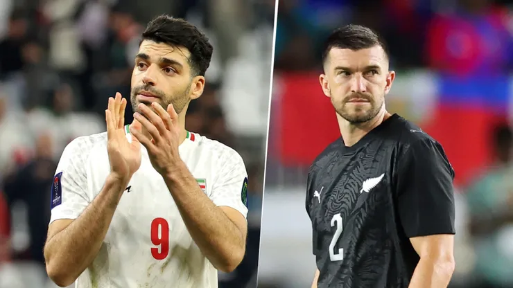 Mehdi Taremi y Tim Payne, figuras de Irán y Nueva Zelanda, respectivamente.