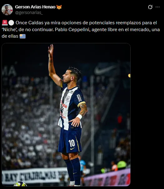Pablo Ceppelini seguido desde Colombia (Foto: X).