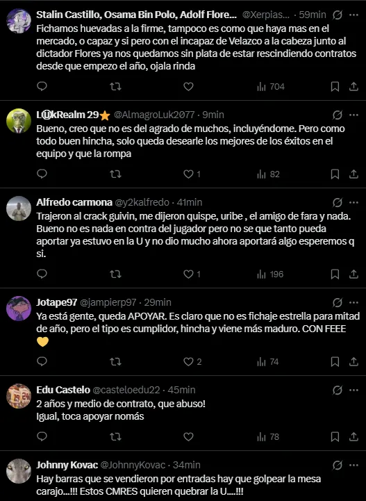Hinchas molestos en las redes (Foto: X).