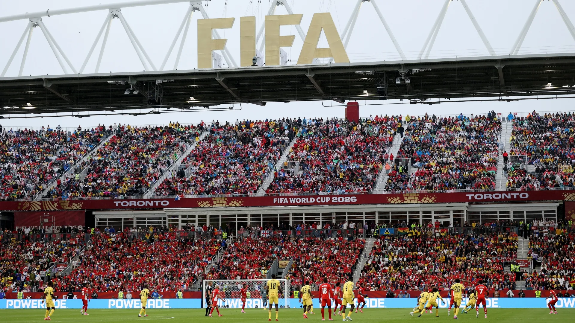 El BMO Field, con el logo de FIFA en la parte superior, en el partido entre Ghana y Panamá (Getty Images).