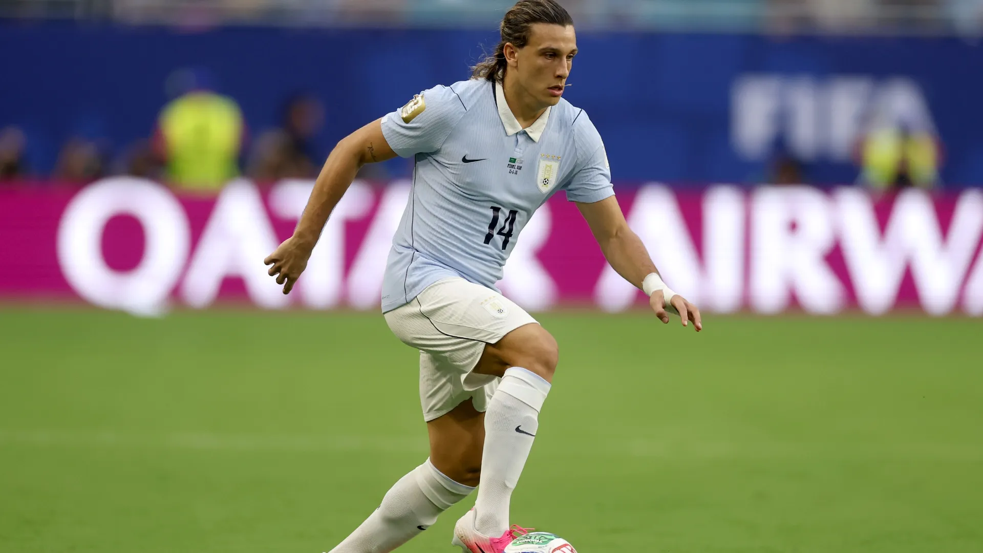 Agustín Canobbio, en el partido ante Arabia Saudita (Getty Images).