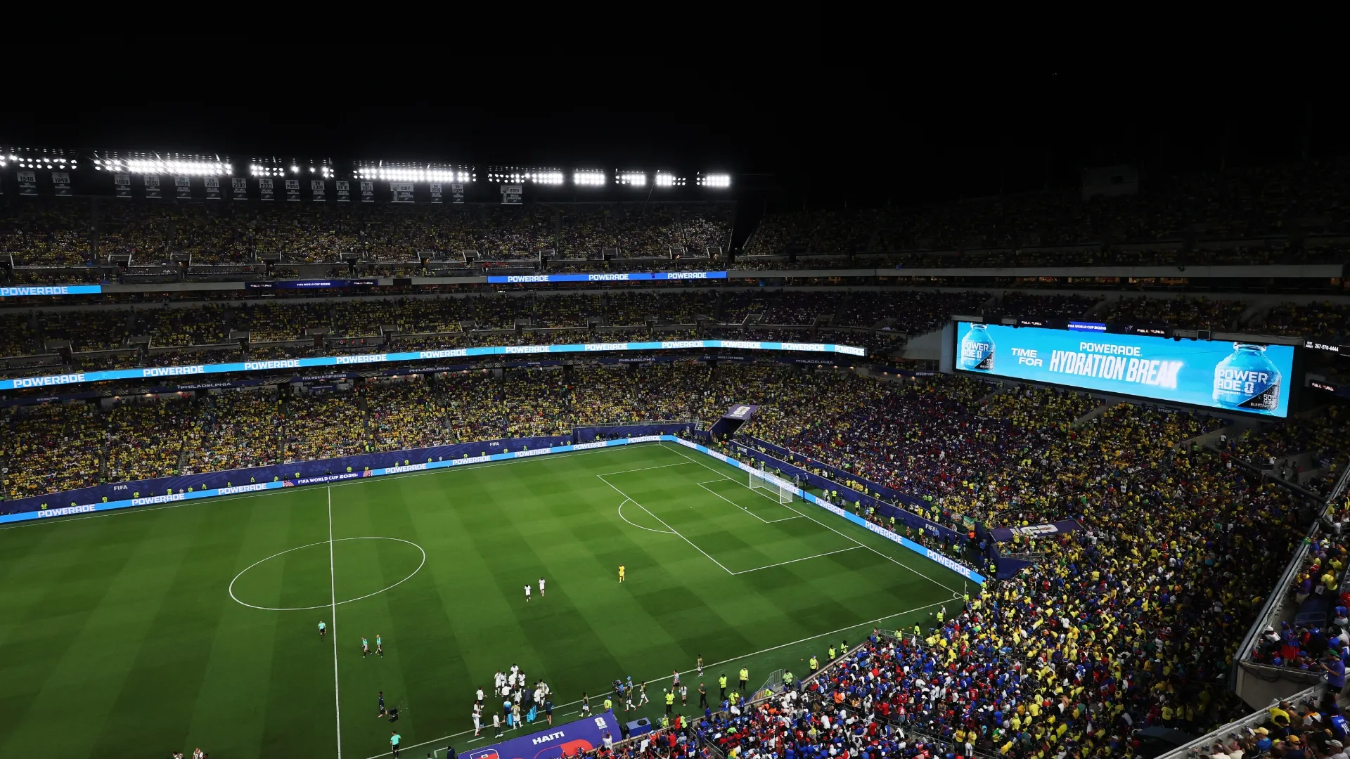 Vista desde arriba del Lincoln Financial Field en un partido del Mundial 2026 (Getty Images).