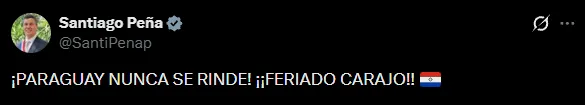 Así confirmó el feriado el presidente Santiago Peña (X @SantiPenap).