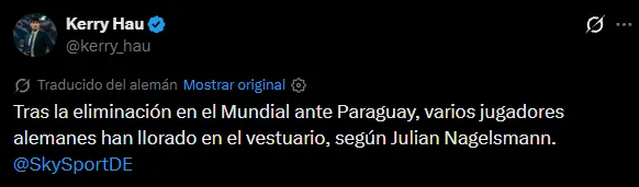 Nagelsmann reveló que varios jugadores de Alemania lloraron en el vestuario (X @kerry_hau).