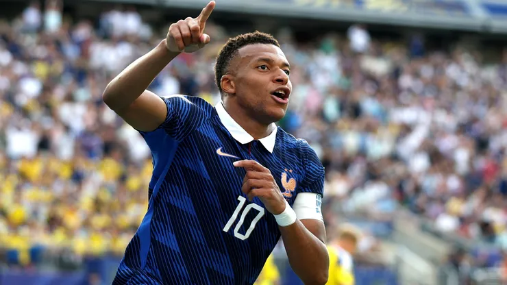 Kylian Mbappé y su festejo tras el triunfo de Francia.