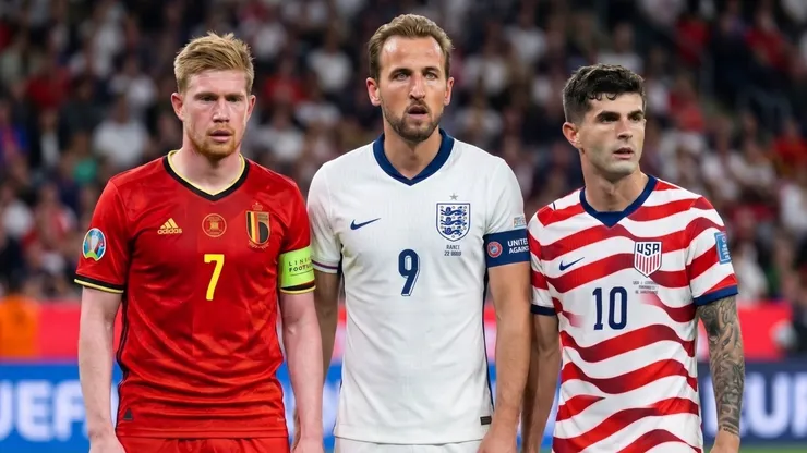 Harry Kane, Kevin de Bruyne y Christian Pulisic, en acción este miércoles.