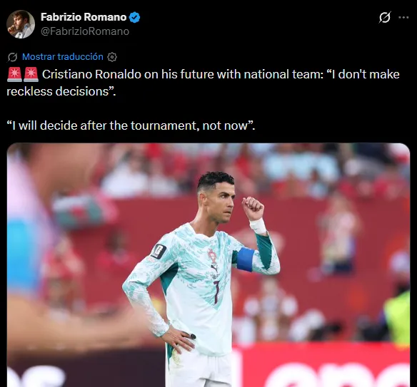 Cristiano Ronaldo y sus declaraciones sobre su futuro (X @FabrizioRomano).