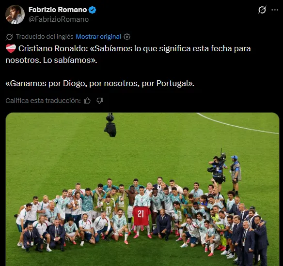 CR7 habló sobre el homenaje a Diogo Jota (X @FabrizioRomano).