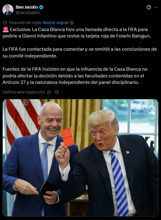 Publicación de Ben Jacobs.