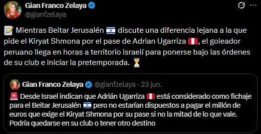Situación de Adrián Ugarriza (Foto: X).