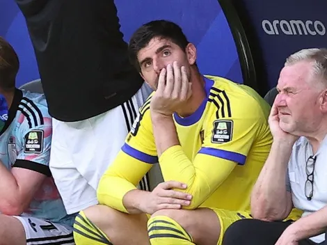 La reacción de Courtois al gol de Merino que se volvió meme