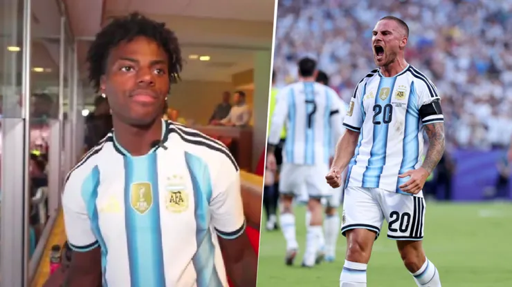 Speed luce la camiseta de Argentina y así reaccionó al gol de MacAllister.