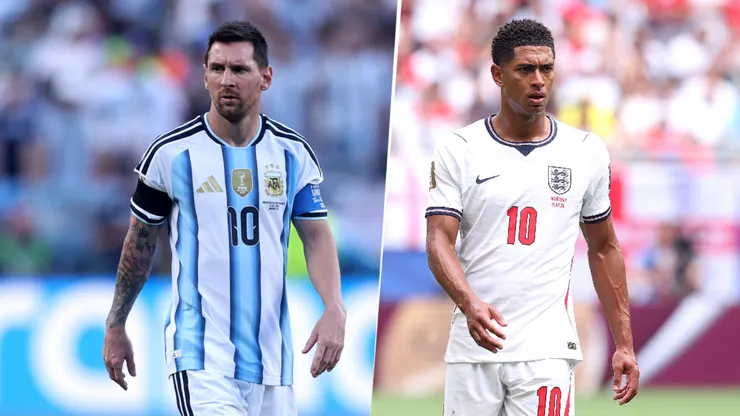Messi y Bellingham, figuras de Argentina e Inglaterra.