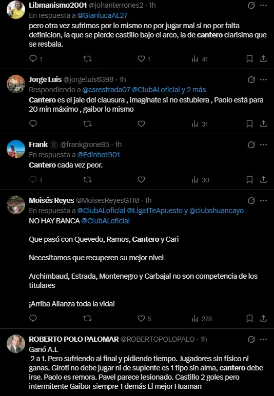 Hinchas critican a Alan Cantero (Foto: X).
