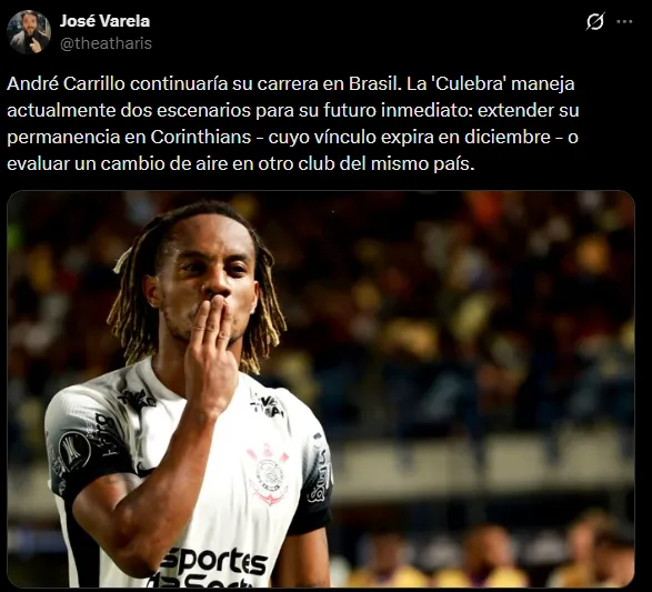 André Carrillo quiere seguir en Brasil (X @theatharis).