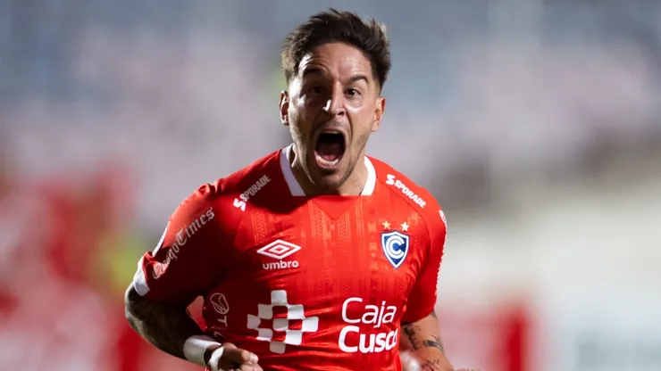 El grito de Alejandro Hohberg por su gol ante Lanús.