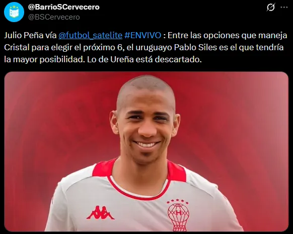 Pablo Siles, volante uruguayo, estaría entre los interesados por Sporting Cristal (X @BSCervecero).