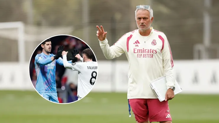 Federico Valverde, Thibaut Courtois y José Mourinho.