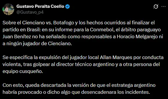 Los detalles del informe arbitral (X @Gustavo_p4).