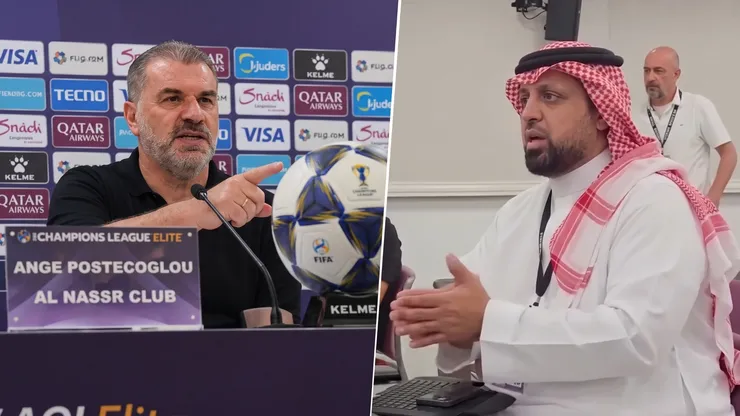 Ange Postecoglou y su cruce con el periodista Meshal Al-Baqami.