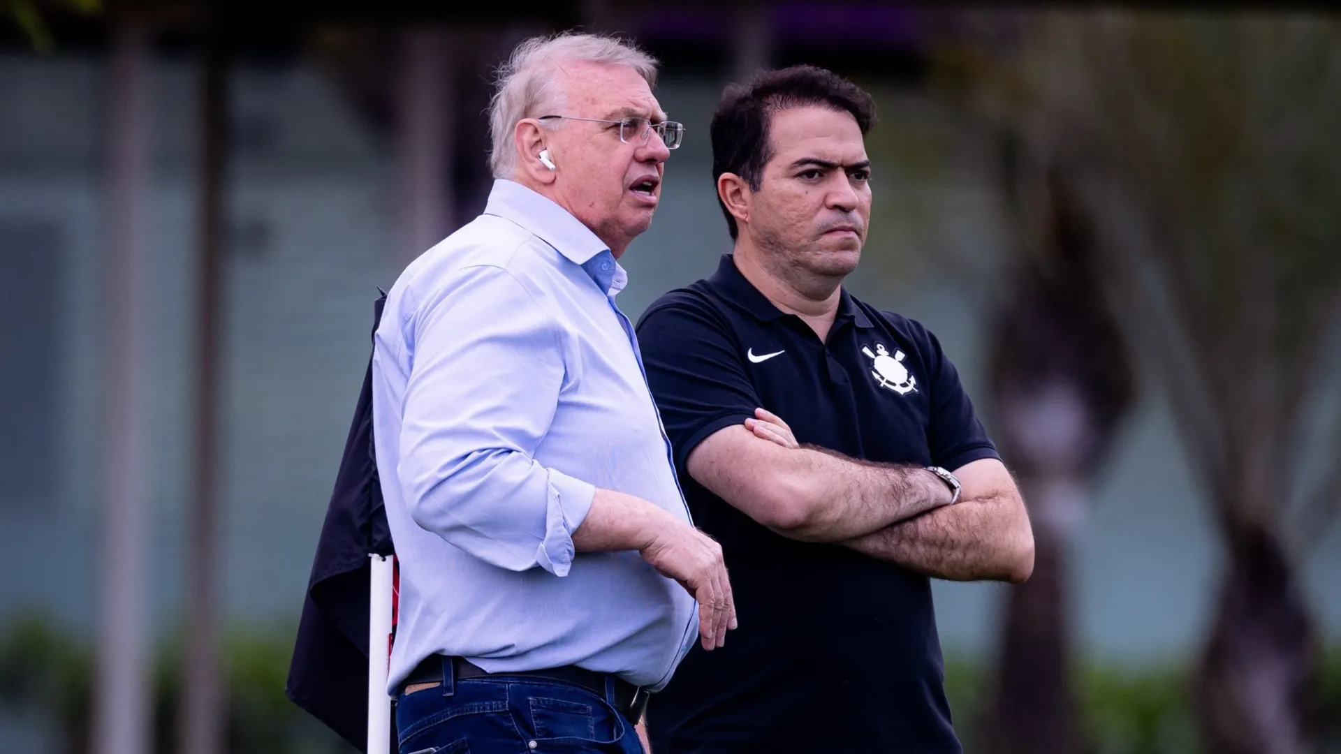 Osmar Stabile, presidente de Corinthians, y el exdirector deportivo Marcelo Paz (Oficial).