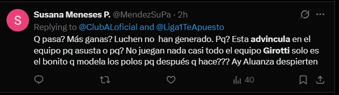 Fuente: 'X'.