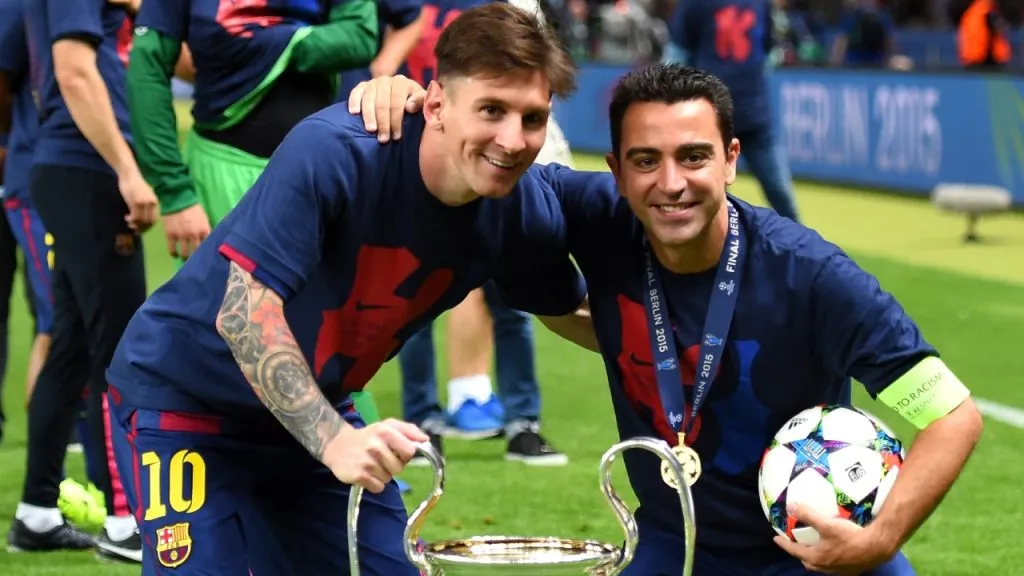 Messi y Xavi, en la última Champions League ganada por Barcelona en 2015 (Getty Images)