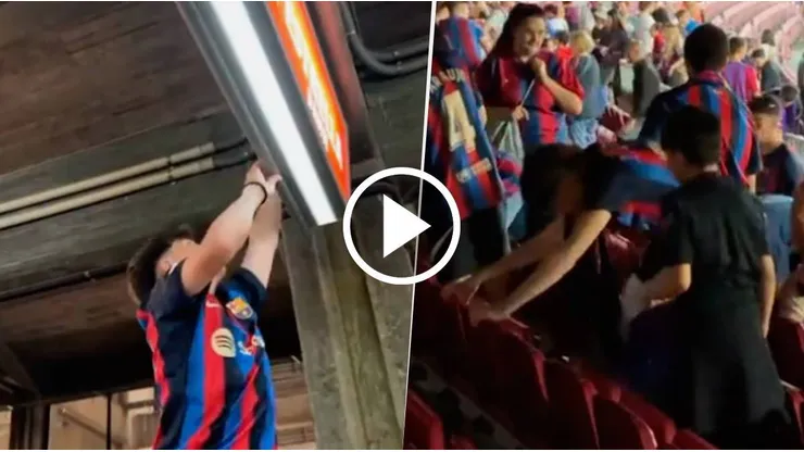 Los hinchas del Barcelona arrancaron partes del Camp Nou para llevarse de recuerdo.