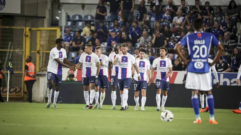 El festejo de PSG por el gol de Messi.