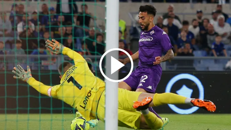 Nico González y su definición a gol ante Handanovic.