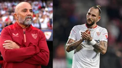 Jorge Sampaoli y Nemanja Gudelj.