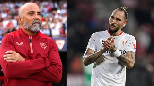 Jorge Sampaoli y Nemanja Gudelj.