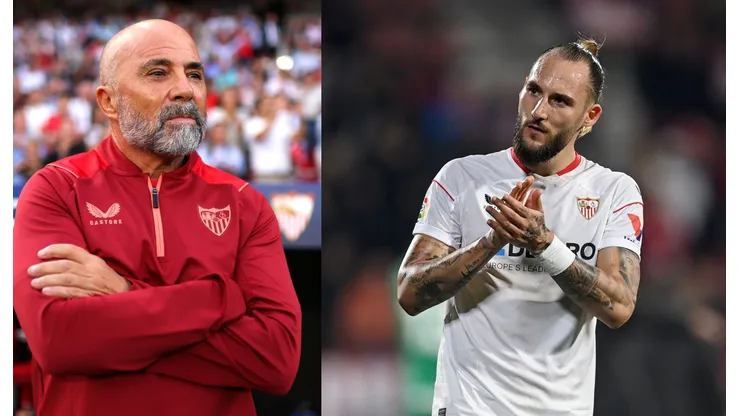 Jorge Sampaoli y Nemanja Gudelj.