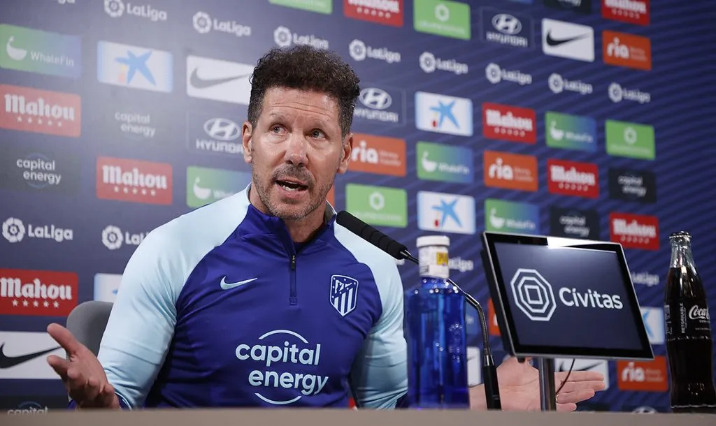 Diego Simeone en la conferencia de prensa del 23 de mayo. @Atleti