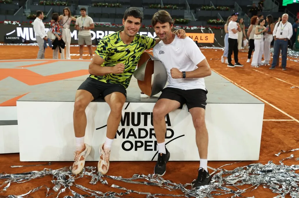 Carlos Alcaraz y un festejo repetido con su coach, Juan Carlos Ferrero (Getty Images)