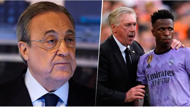Florentino Pérez se hizo presente en Valdebebas para hablar con Vinícius. Getty Images.