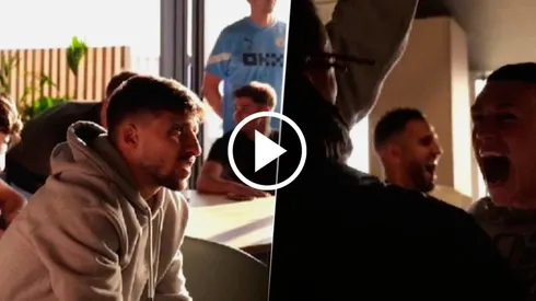 El festejo de los jugadores de Manchester City, tras la derrota de Arsenal.