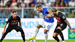 Acción de juego entre Sampdoria y Milan.