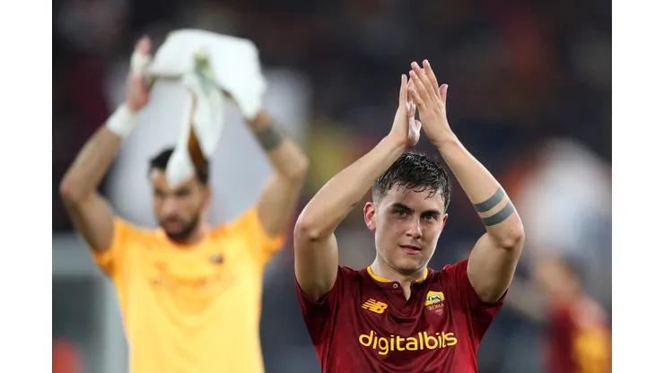ROME, ITALY - APRIL 20: Paulo Dybala of AS Roma applauds their fans after the UEFA Europa League Quarterfinal Second Leg match between AS Roma and Feyenoord at Stadio Olimpico on April 20, 2023 in Rome, Italy. (Photo by Paolo Bruno/Getty Images)