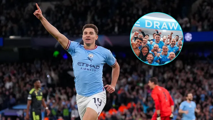 El detalle increíble de Julián Alvarez en la foto del festejo de Manchester City